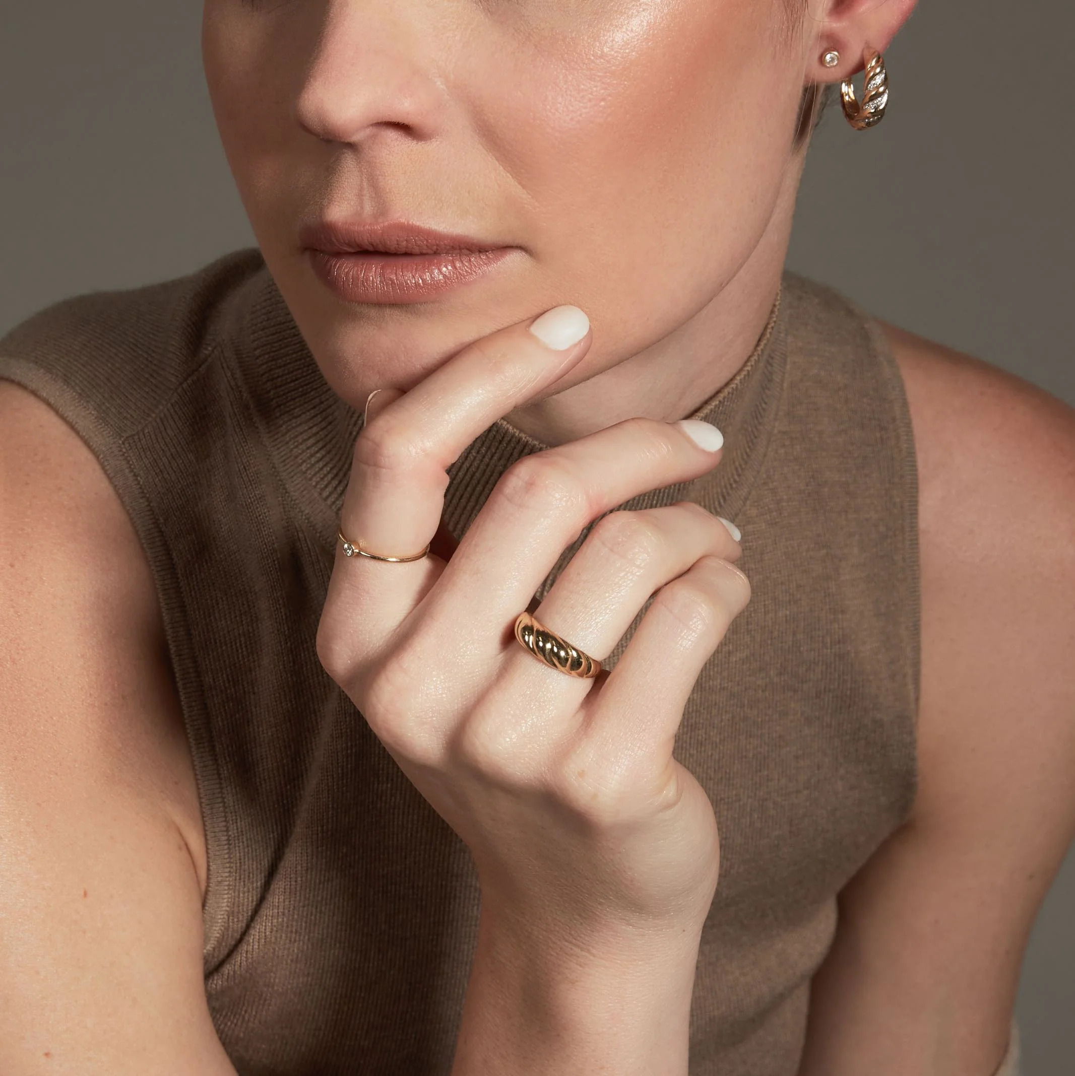 14k Solid Gold Croissant Ring - Image 3