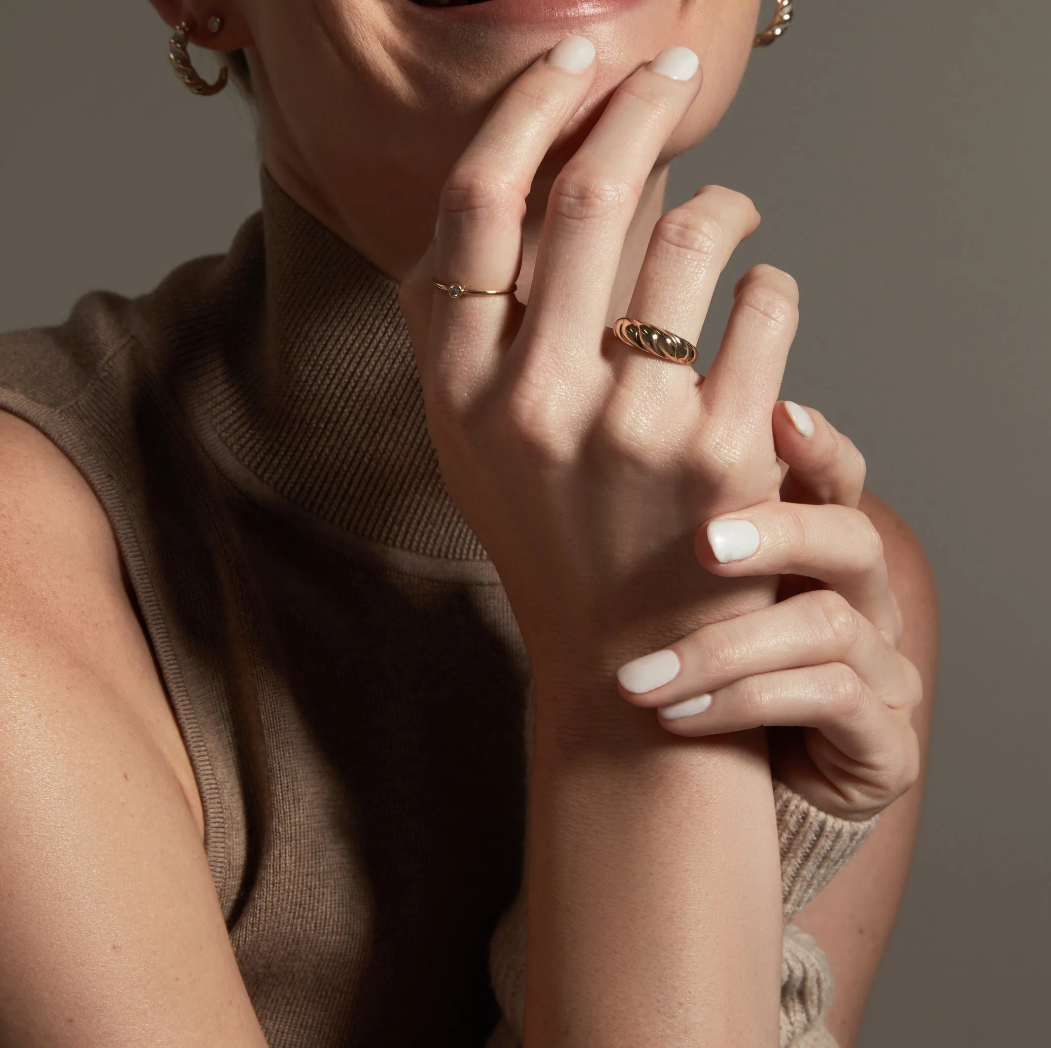 14k Solid Gold Croissant Ring - Image 6