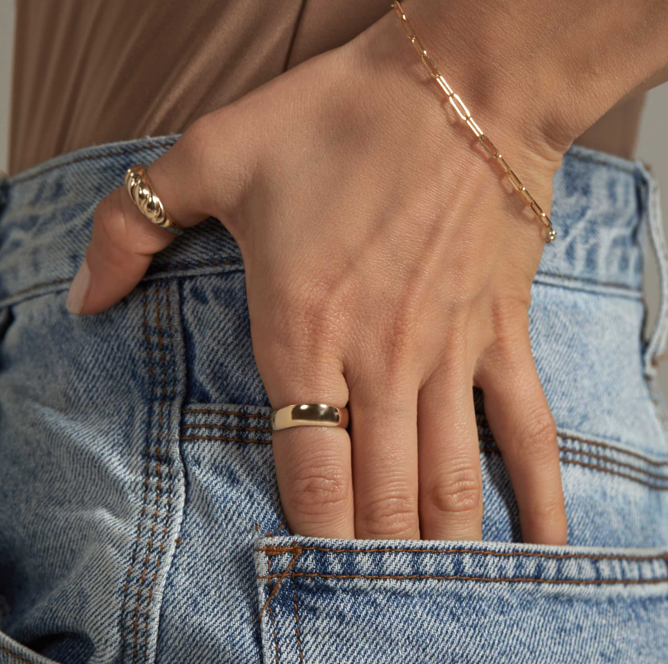 14k Solid Gold Curved Ring - Image 3