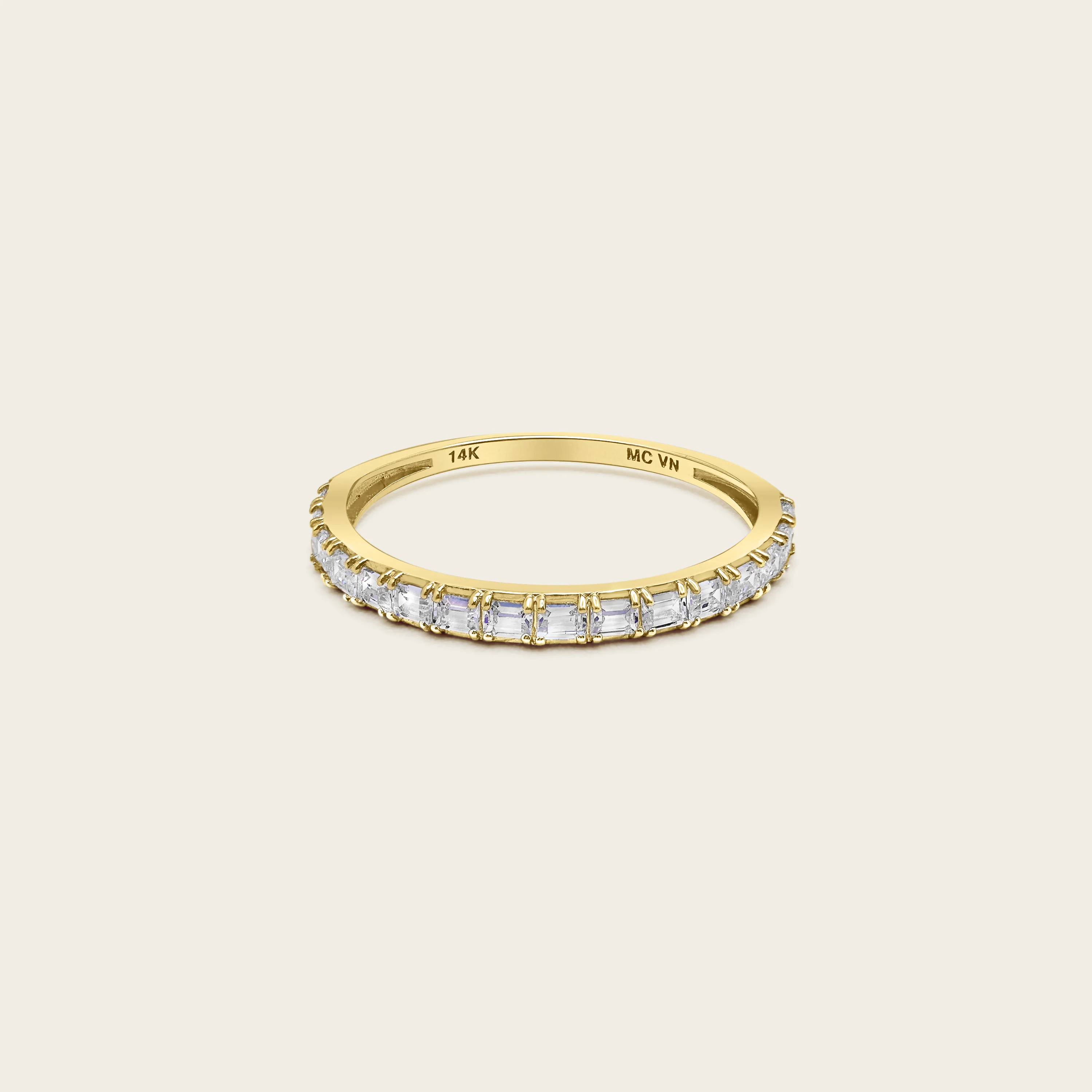 14k Solid Gold Diamond Baguette Half Eternity Band