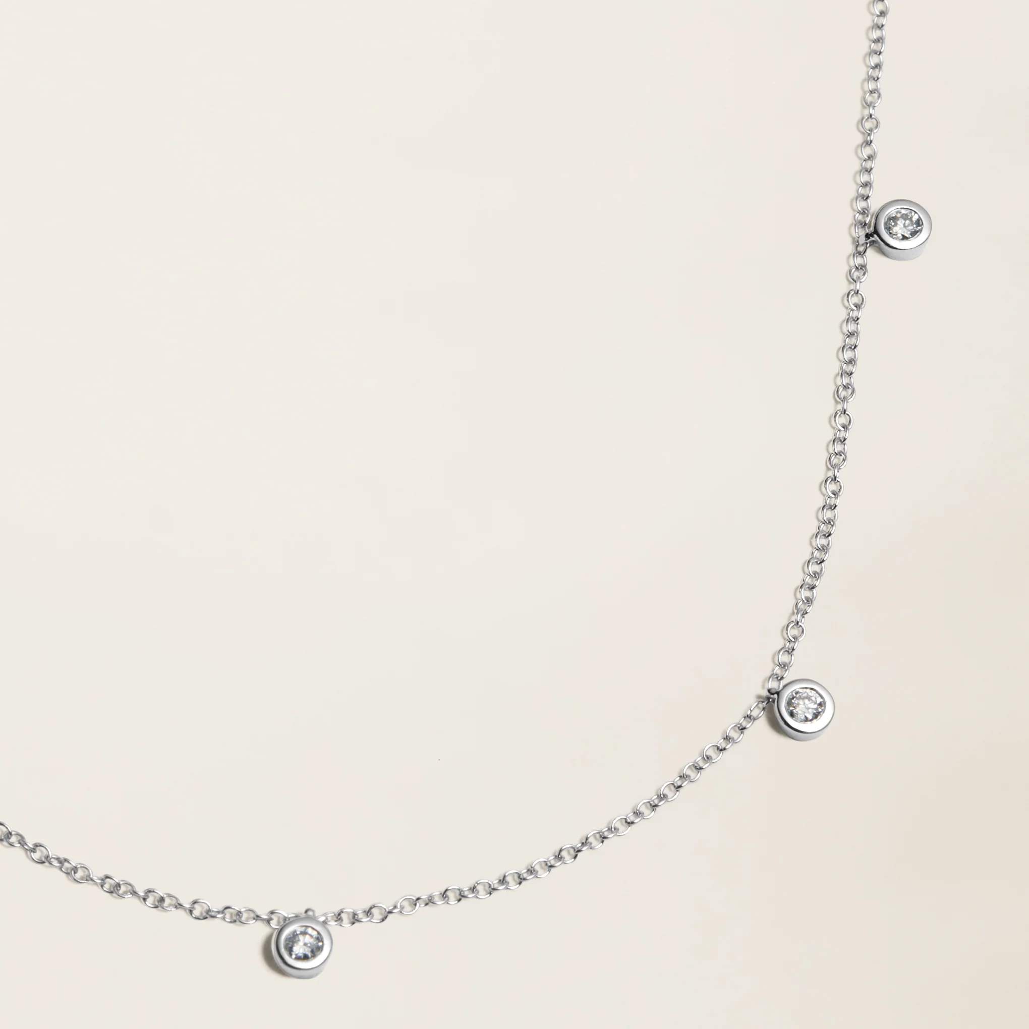 14k Solid Gold Diamond Five-Stone Bezel Necklace - Image 5