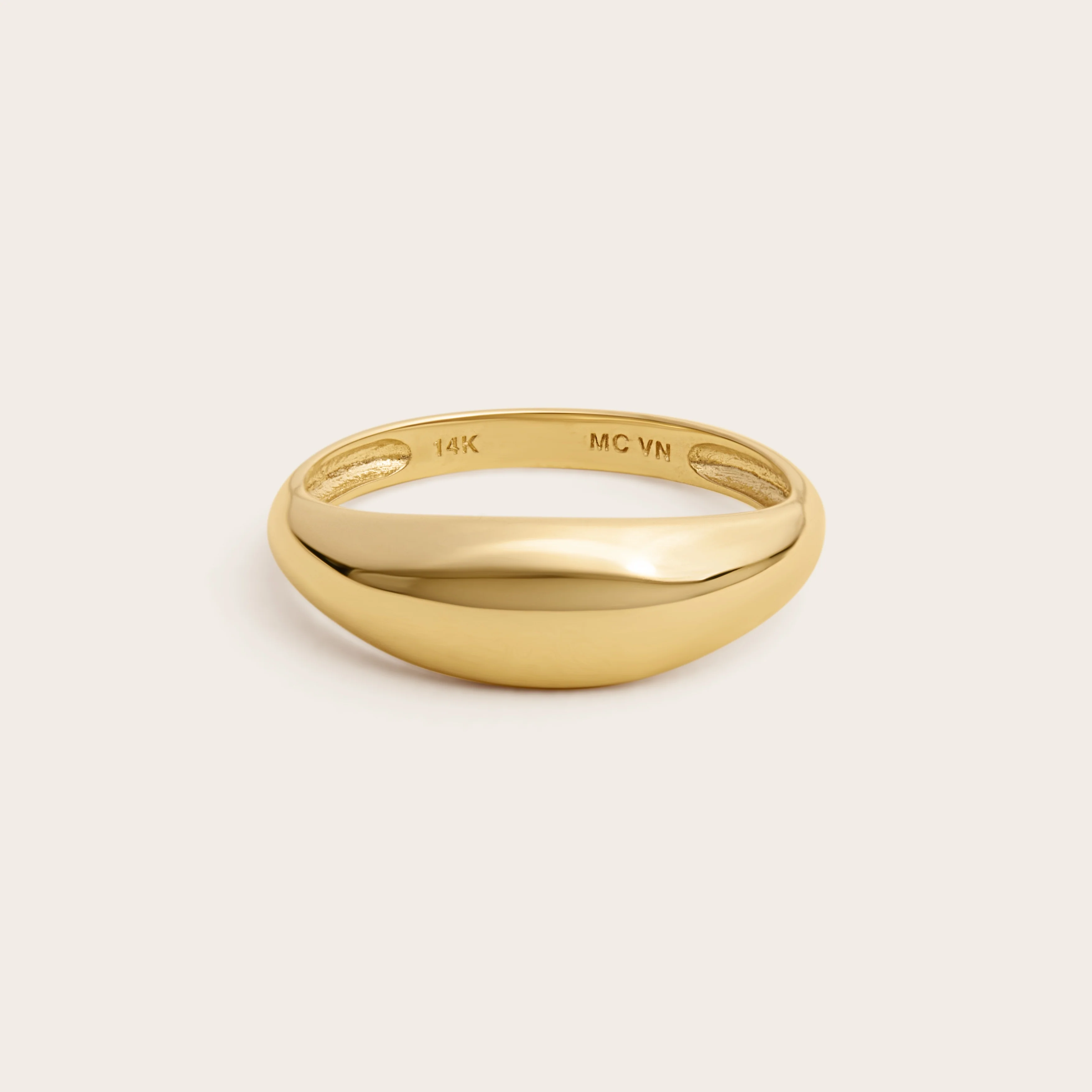 14k Solid Gold Thin Dome Ring