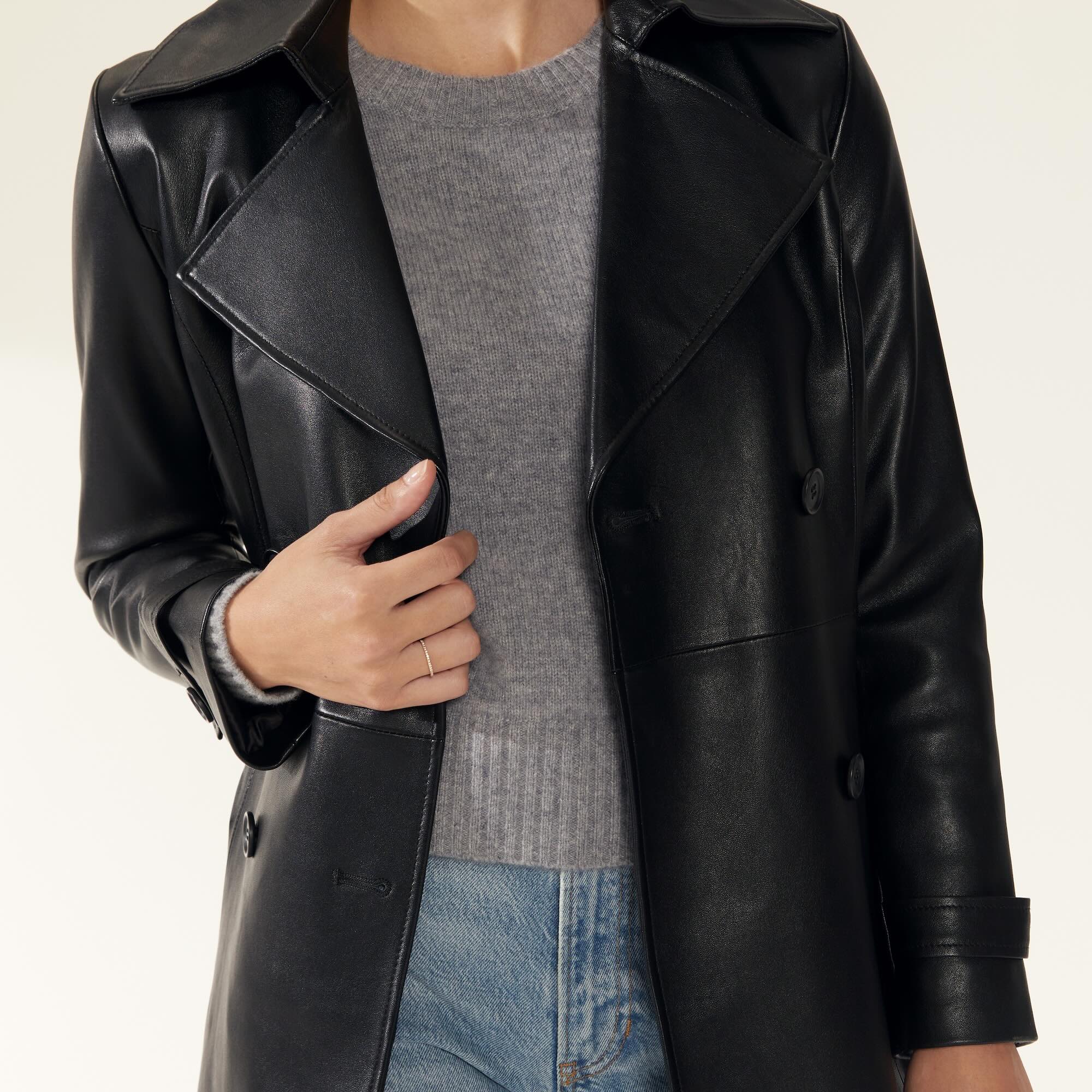 Margot Lambskin Leather Trench Coat - Image 10