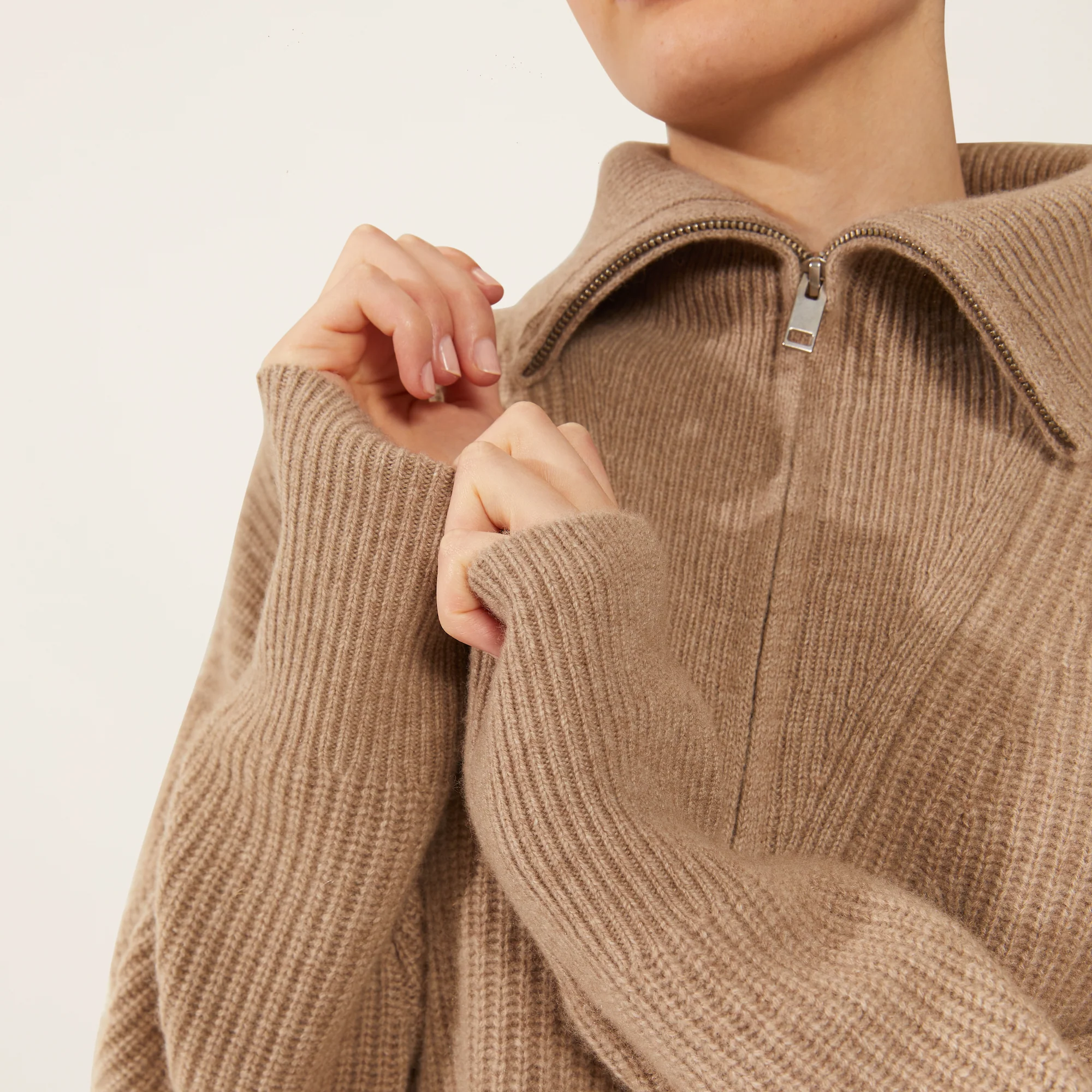Sophia Chunky Cashmere Quarter Zip Pullover - Image 19