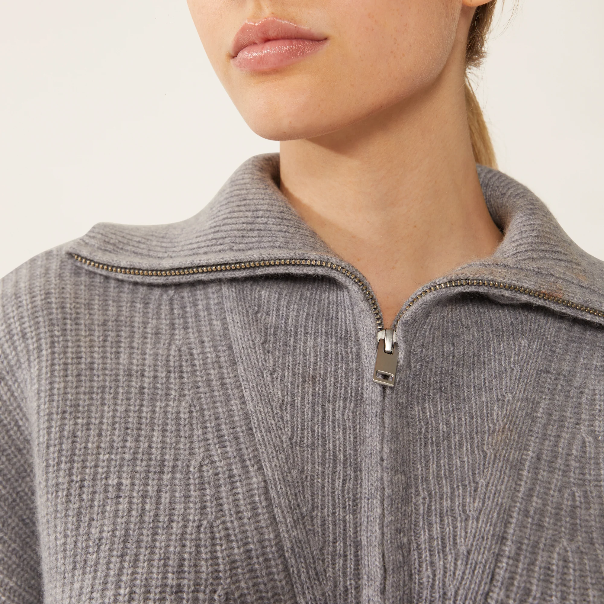 Sophia Chunky Cashmere Quarter Zip Pullover - Image 23