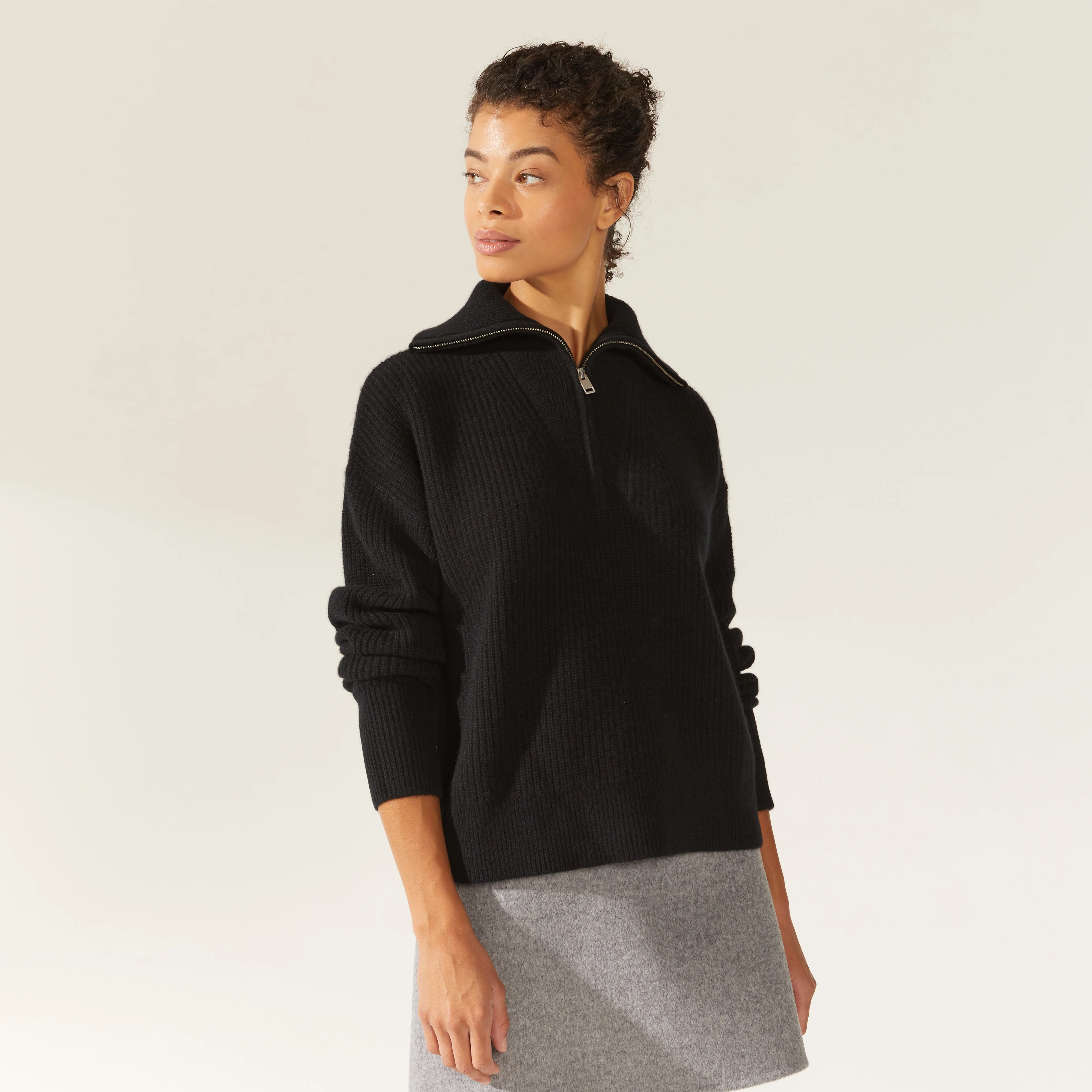 Sophia Chunky Cashmere Quarter Zip Pullover - Image 29